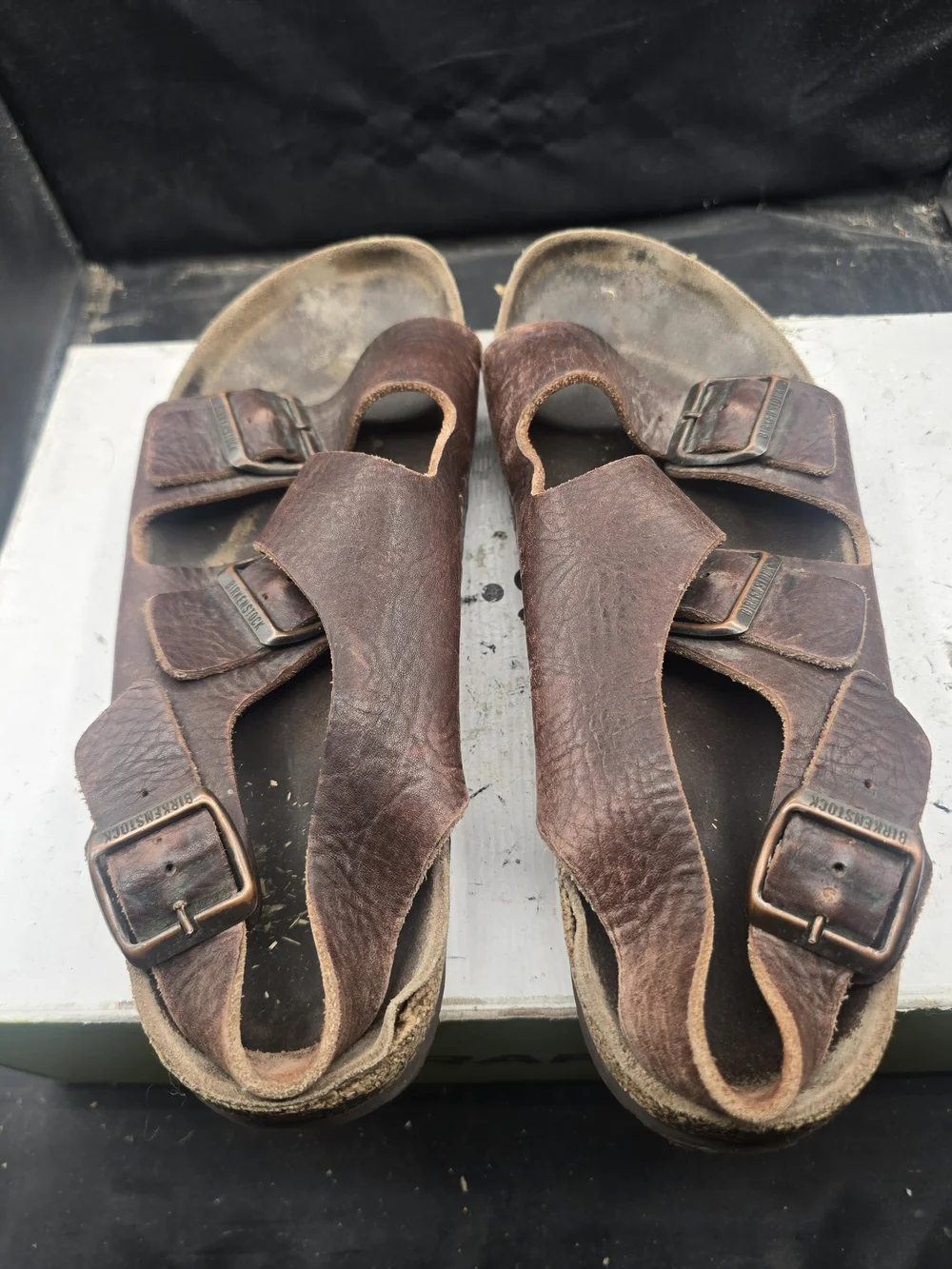 Birkenstock Brown Leather Two-strap Men's Sandals